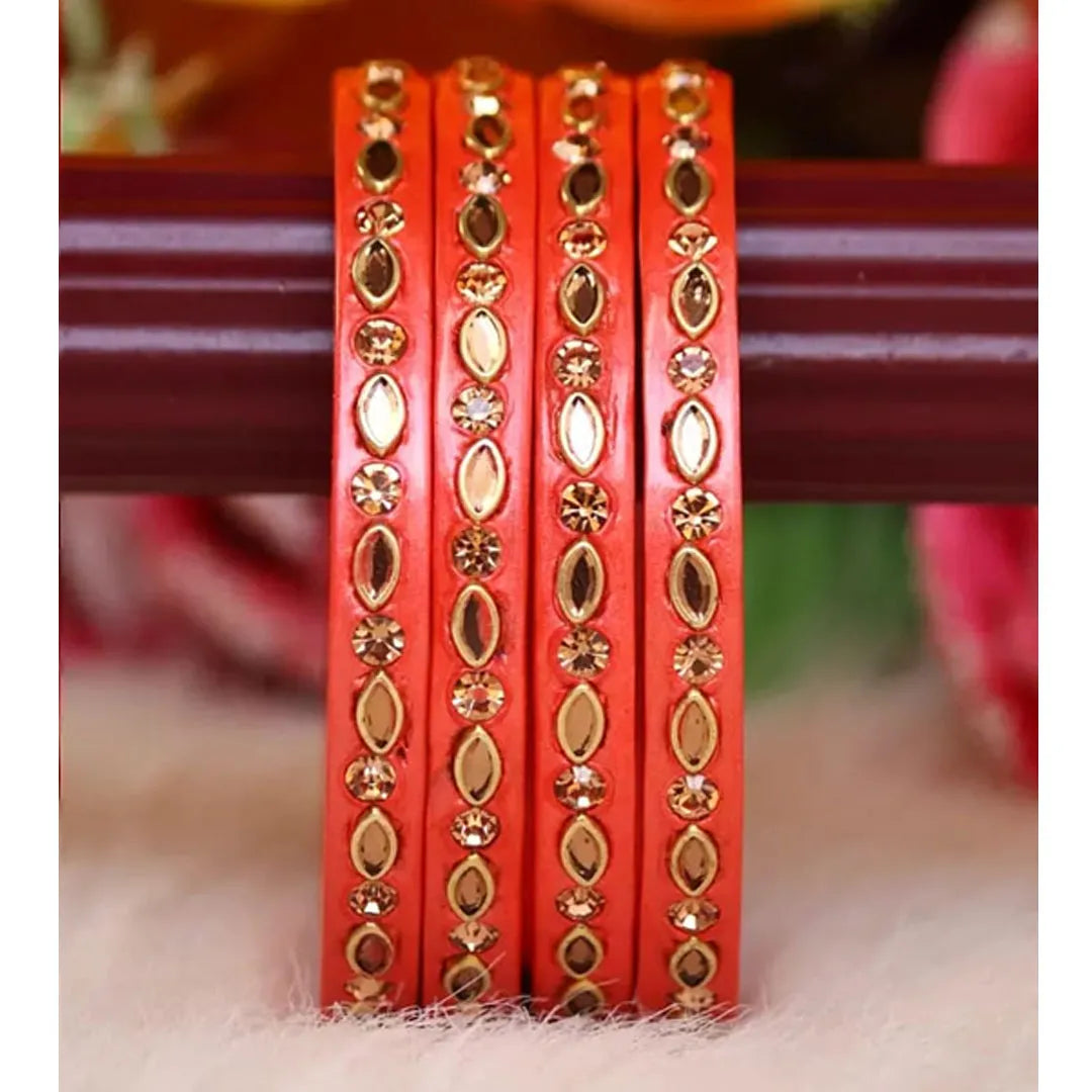 Jaipuri Lac Kada in Beautiful Kundan Design ( Pack of 4) Taj Bridal Store