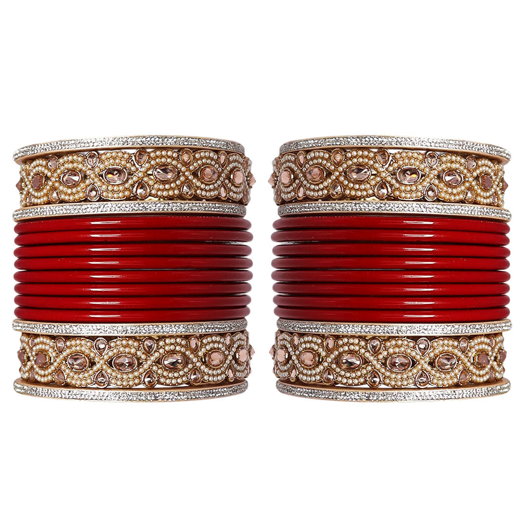 Punjabi Style Bridal Chura Set With Latest Kundan-Rhinestones Design
