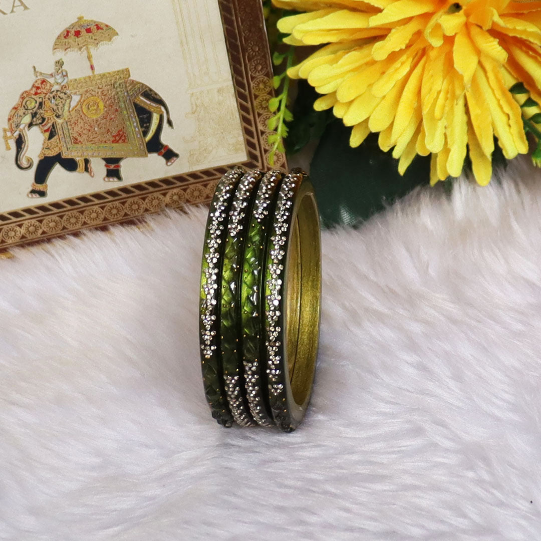 Womens Designer Lac Bangles Set With Latest Rhinestones Design