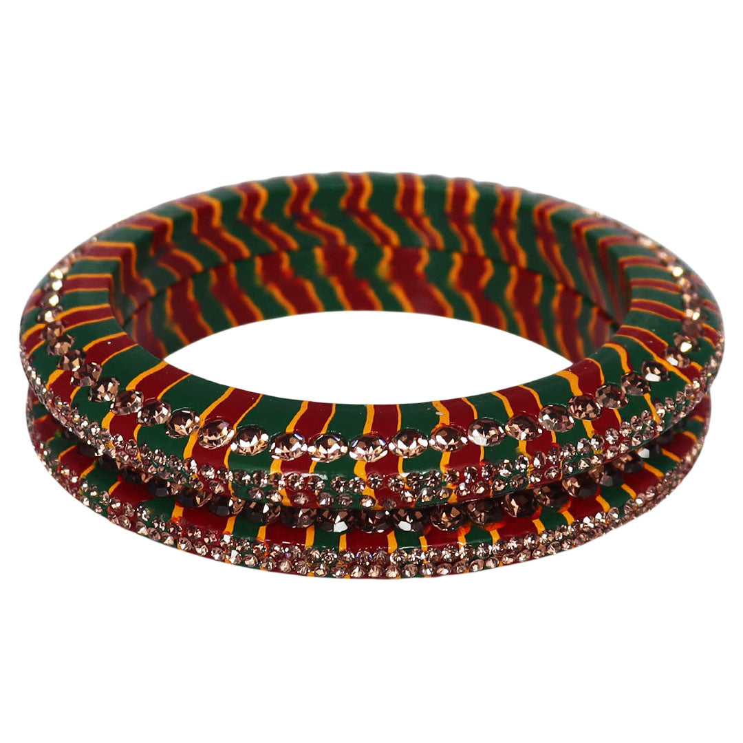 Traditional Lahariya Lac Bangadi Bangles With Rhinestones Design