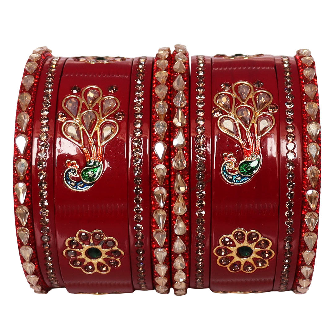 Pure Lac Short Chura Set With Latest Kundan & Peacock Design