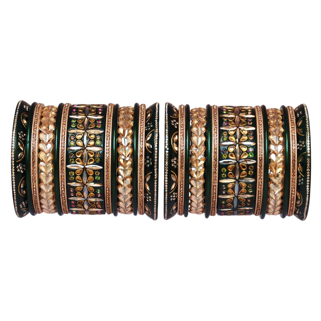 Handmade Rajasthani Lac Bangles for Bride – Kundan Stone Work