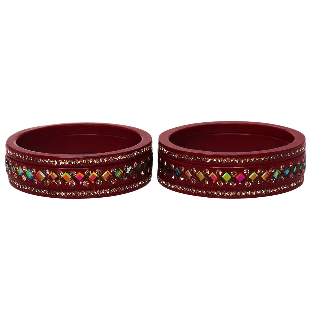 Women's Traditional Lac Bangles Set With Latest Rainbow Kundan Design