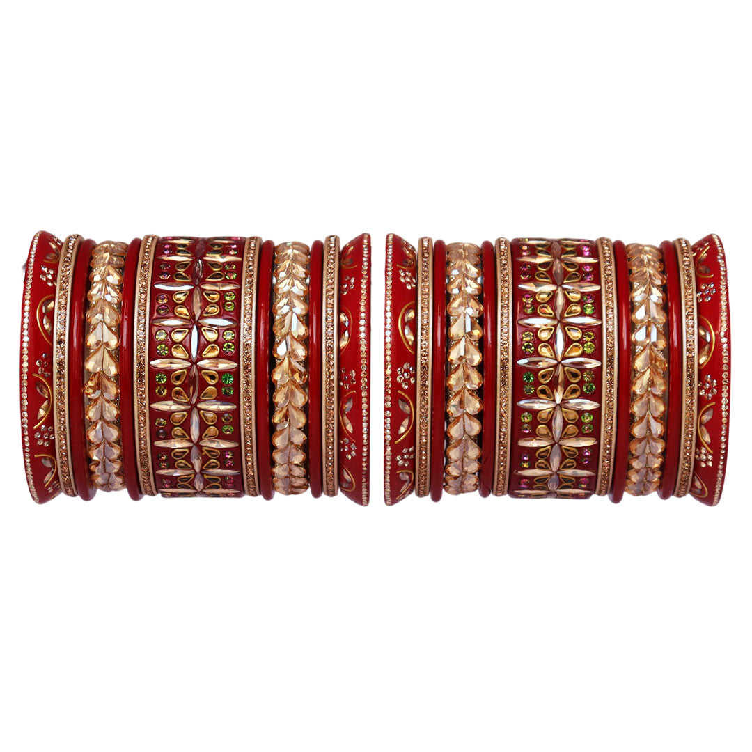 Handmade Rajasthani Lac Bangles for Bride – Kundan Stone Work