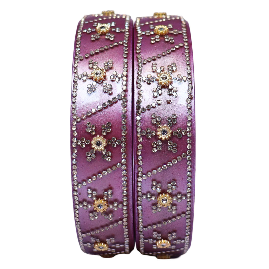 Designer Lac Bangles For Girls in Rhinestones Design