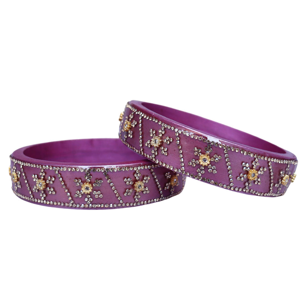 Designer Lac Bangles For Girls in Rhinestones Design