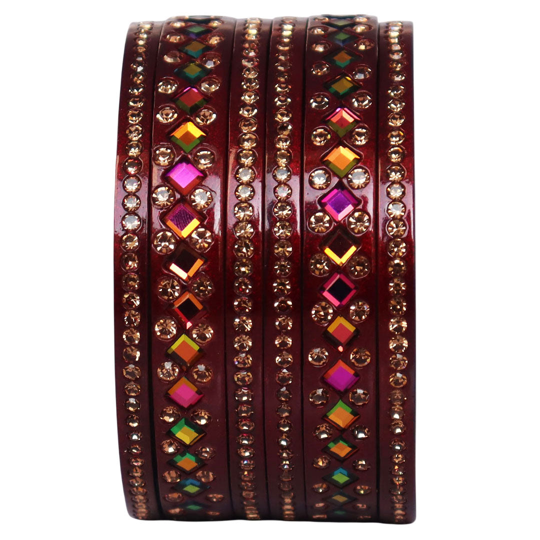 Women's Traditional Lac Bangles Set With Latest Rainbow Kundan Design