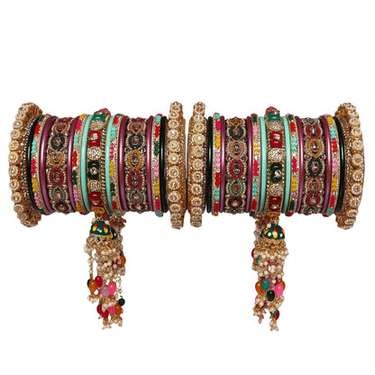 Luxuries Rajwadi Bridal Chura Set With Latest Colorful Latkan Design