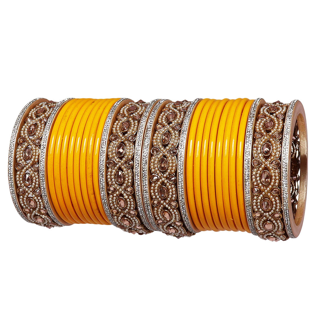 Punjabi Style Bridal Chura Set With Latest Kundan-Rhinestones Design