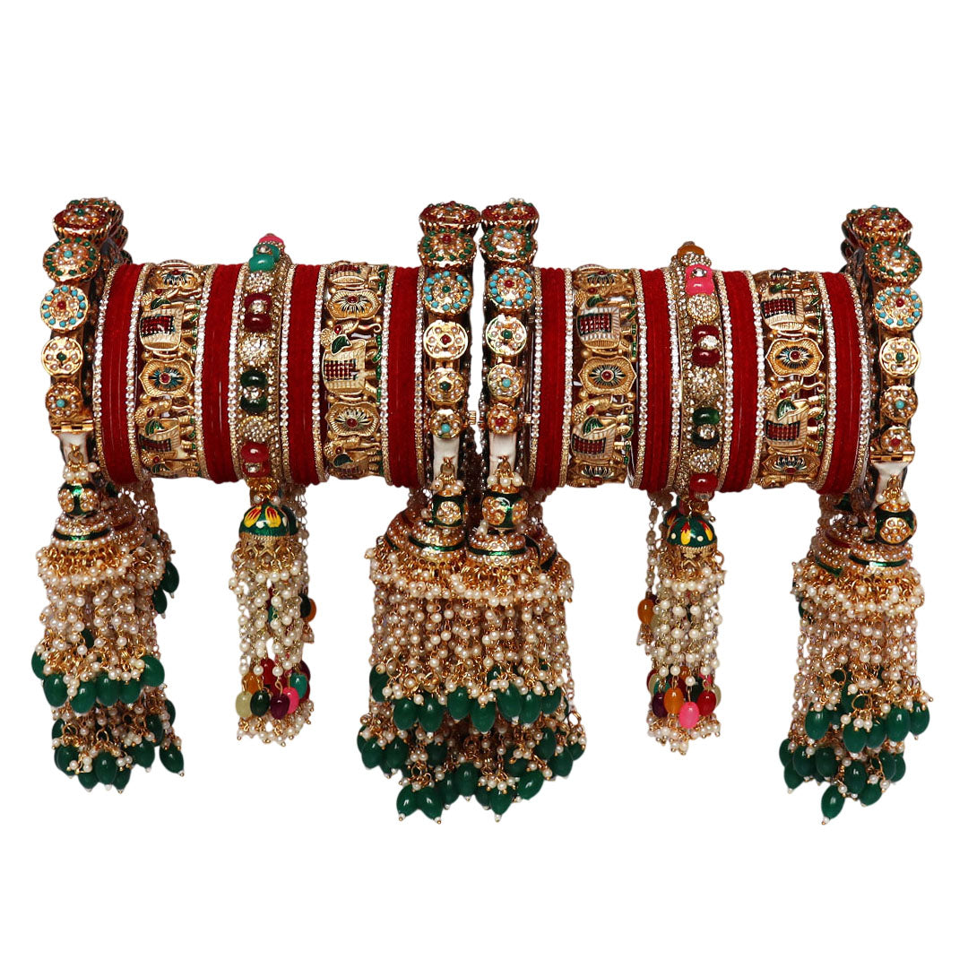 Luxurious Rajwadi Wedding Chura Set With Latest Heavy Hangings