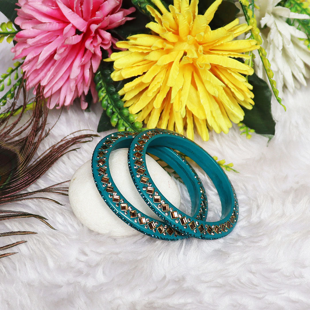 Traditional Kundan Lac Bangadi Bangles (Pack of 2)