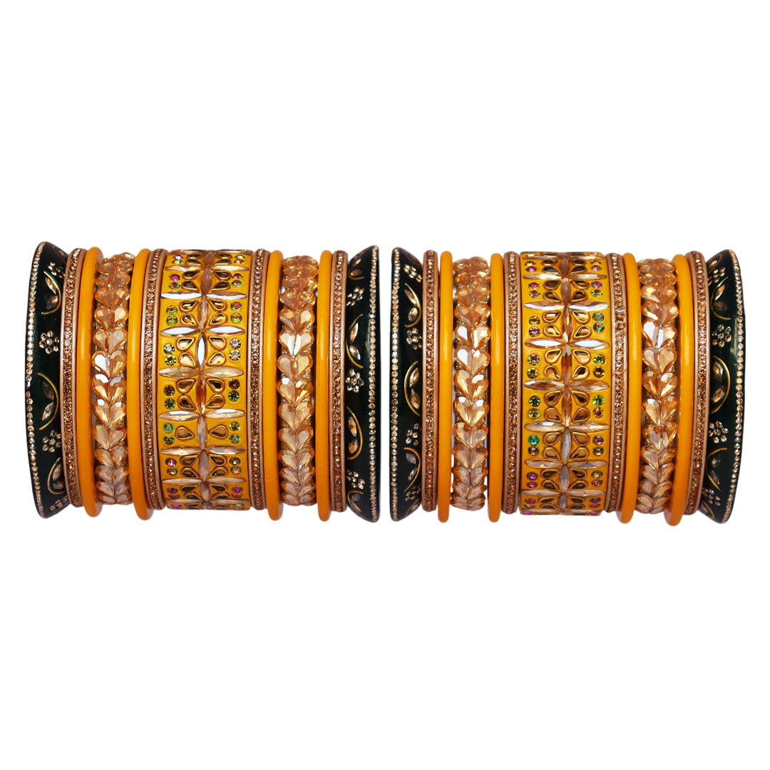 Handmade Rajasthani Lac Bangles for Bride – Kundan Stone Work