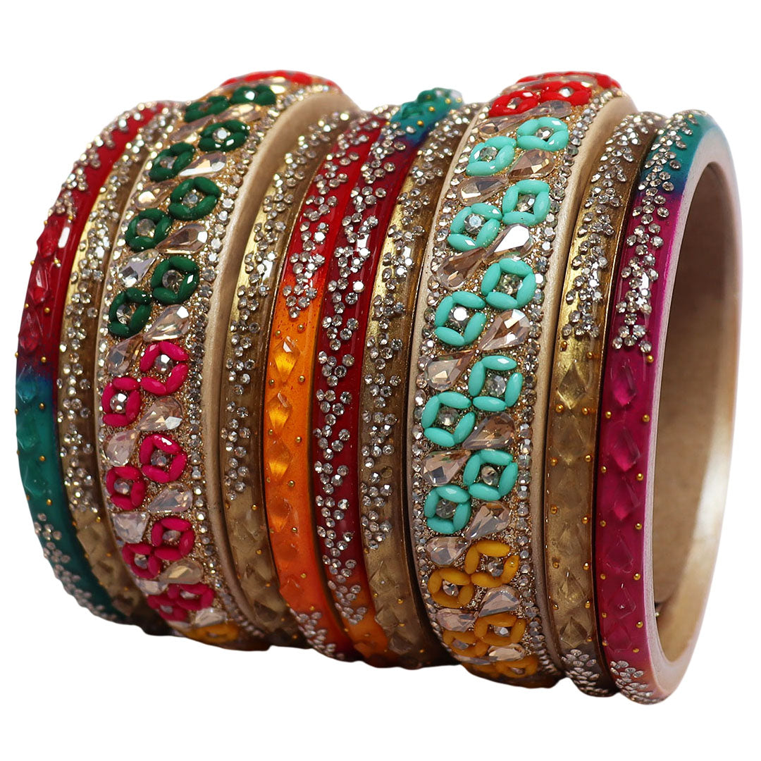Womens Designer Lac Bangles Set With Latest Kundan Design