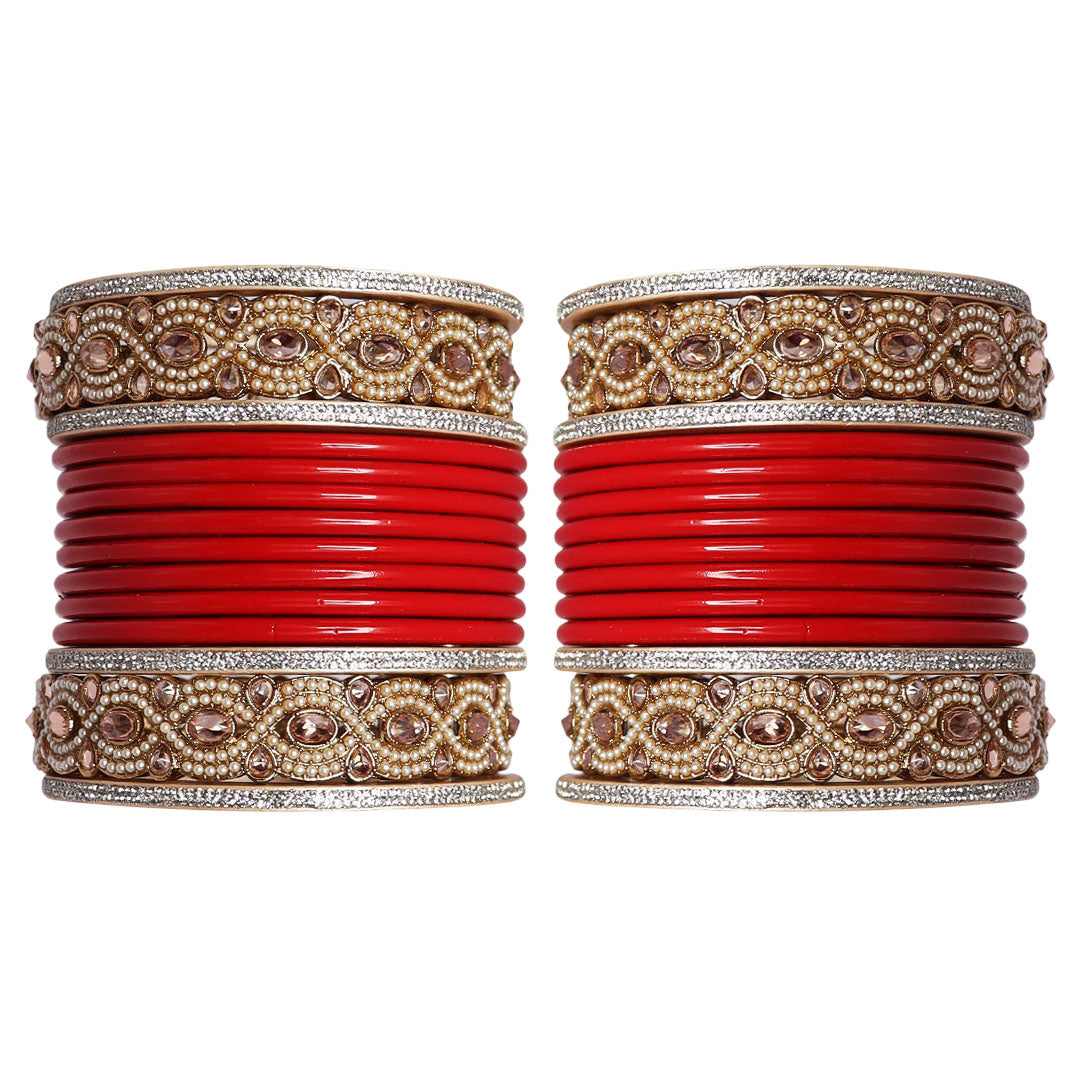 Punjabi Style Bridal Chura Set With Latest Kundan-Rhinestones Design
