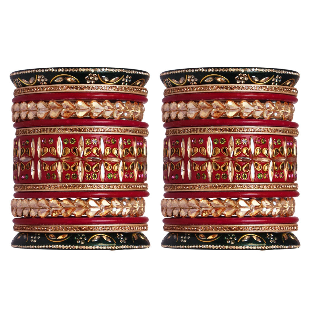 Handmade Rajasthani Lac Bangles for Bride – Kundan Stone Work