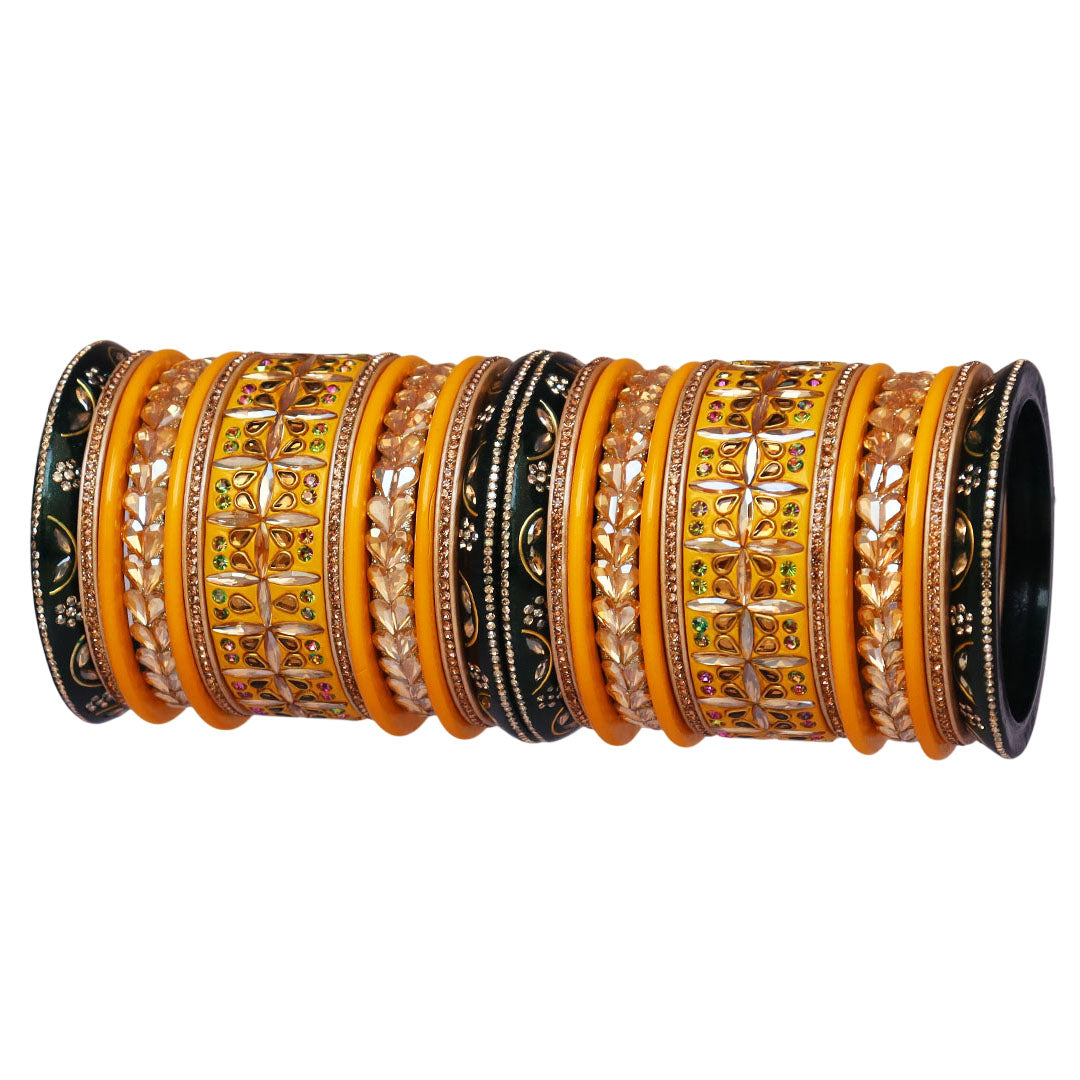 Handmade Rajasthani Lac Bangles for Bride – Kundan Stone Work