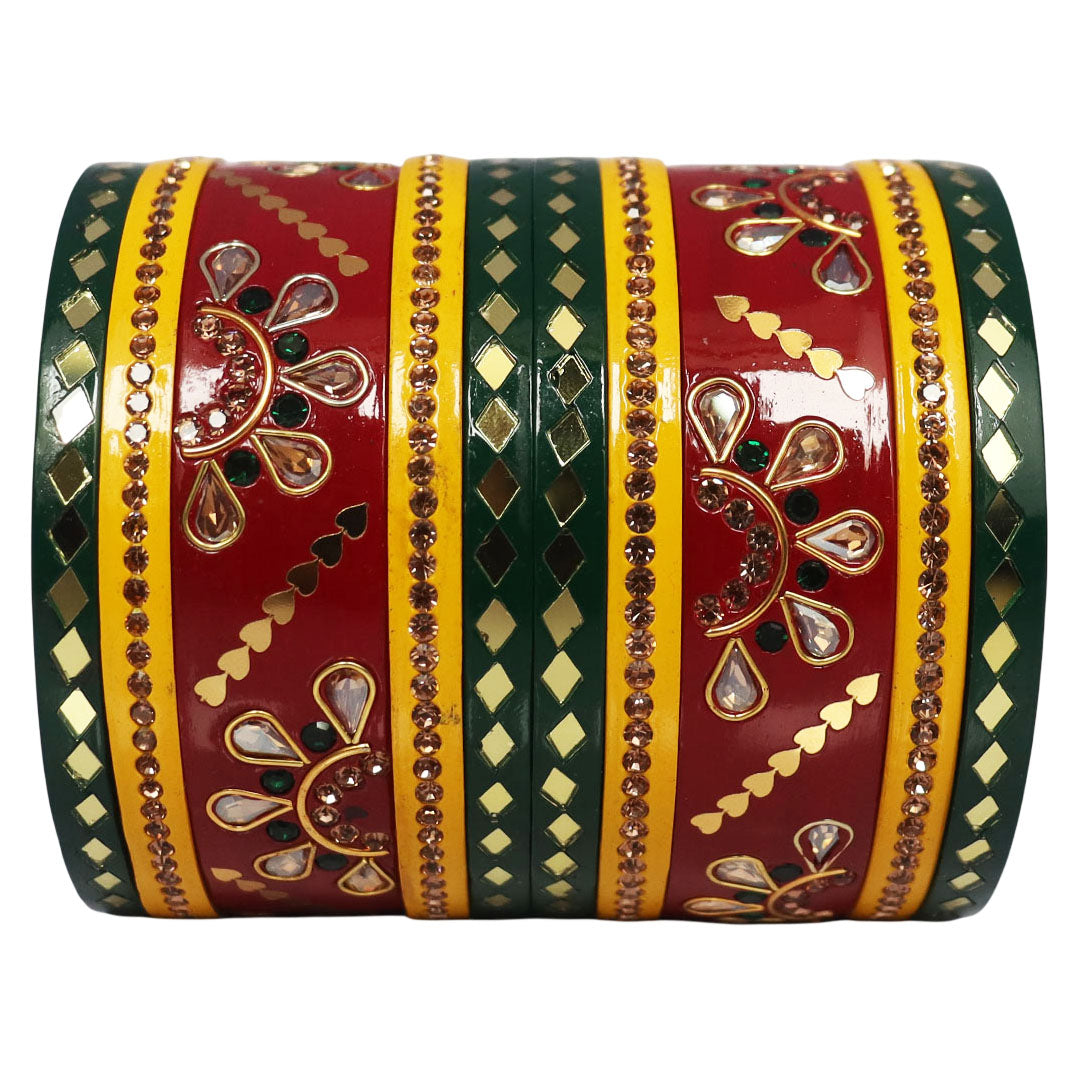 Festival Special Rajasthani Pure Lac Chura with Kundan-Mirror Design