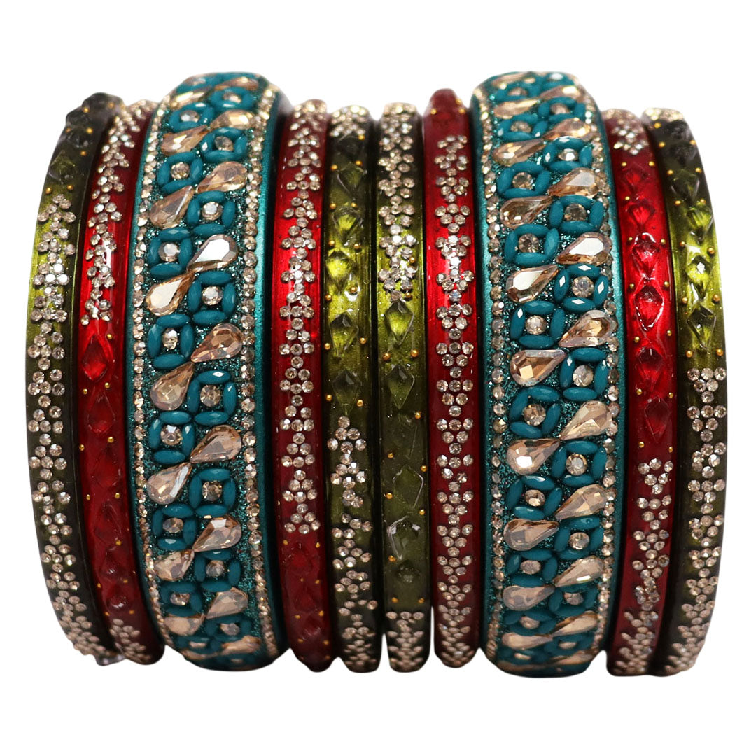 Womens Designer Lac Bangles Set With Latest Kundan Design
