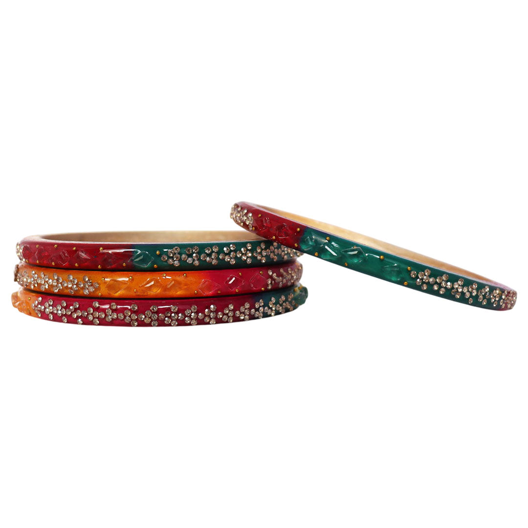 Womens Designer Lac Bangles Set With Latest Rhinestones Design