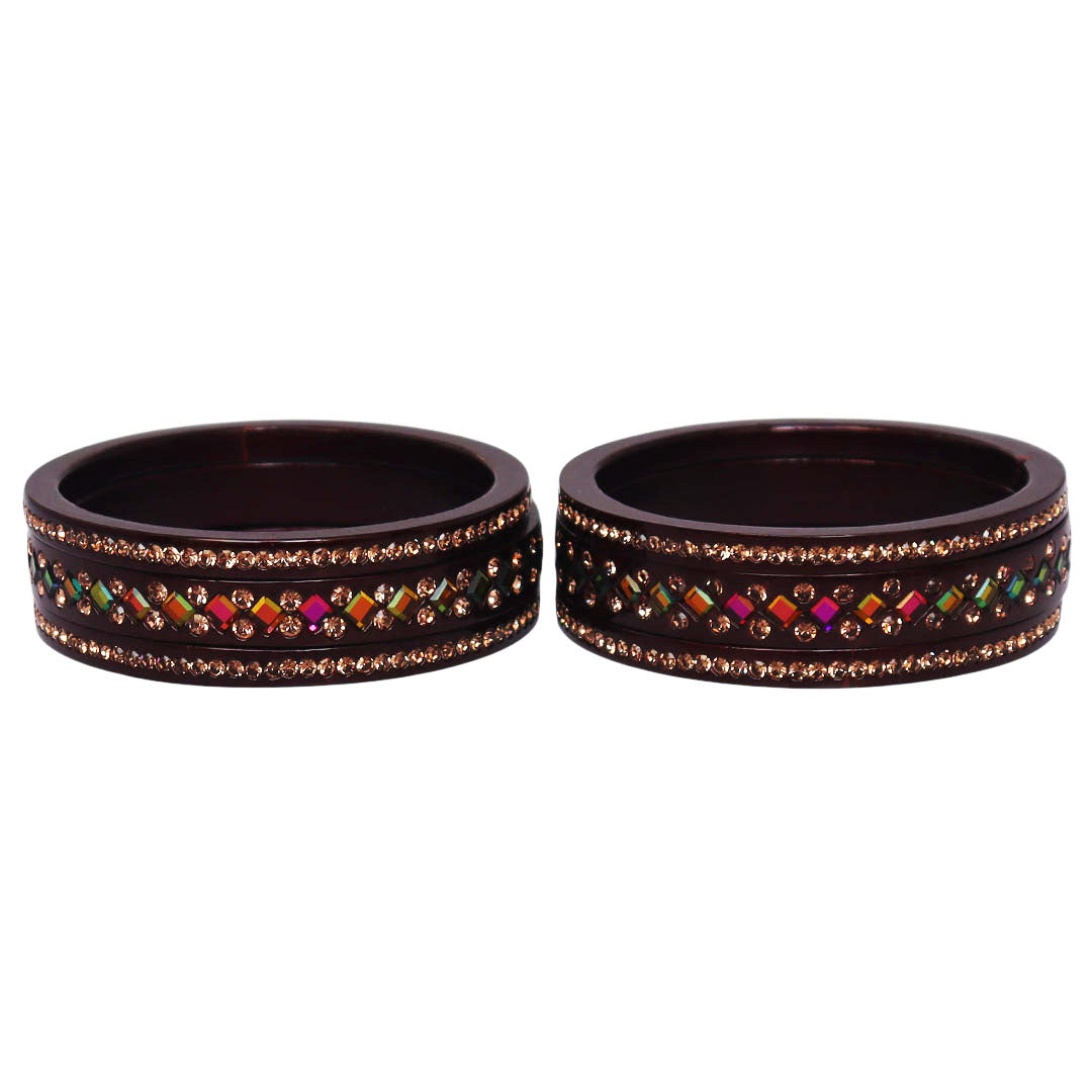 Women's Traditional Lac Bangles Set With Latest Rainbow Kundan Design