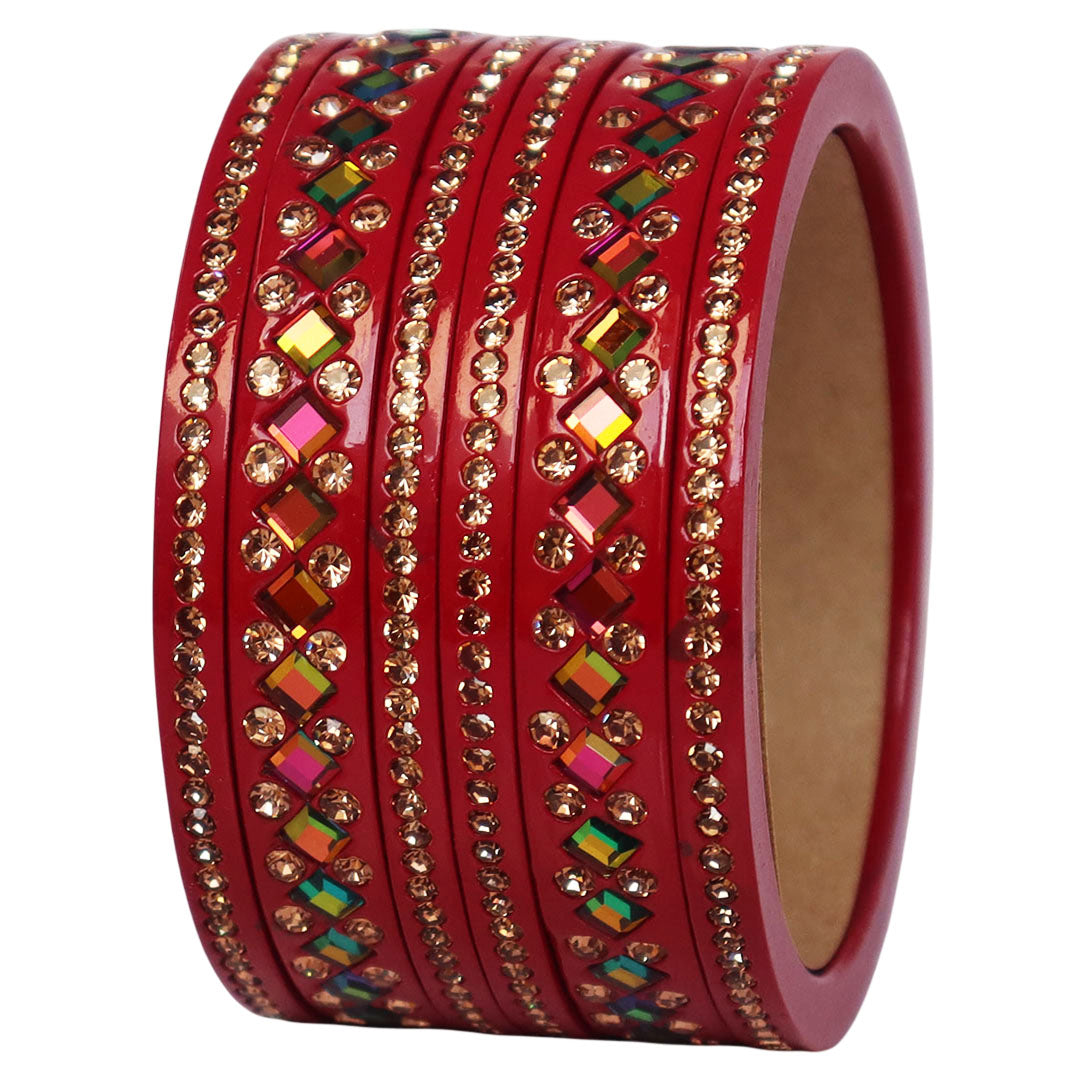 Women's Traditional Lac Bangles Set With Latest Rainbow Kundan Design