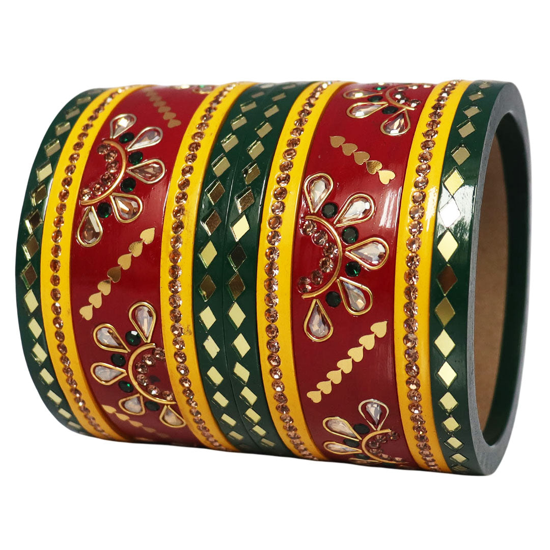 Festival Special Rajasthani Pure Lac Chura with Kundan-Mirror Design