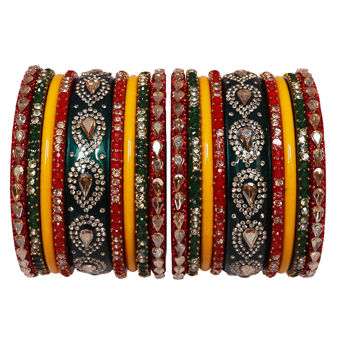Pure Lac Short Bangles Set With Latest Kundan Design