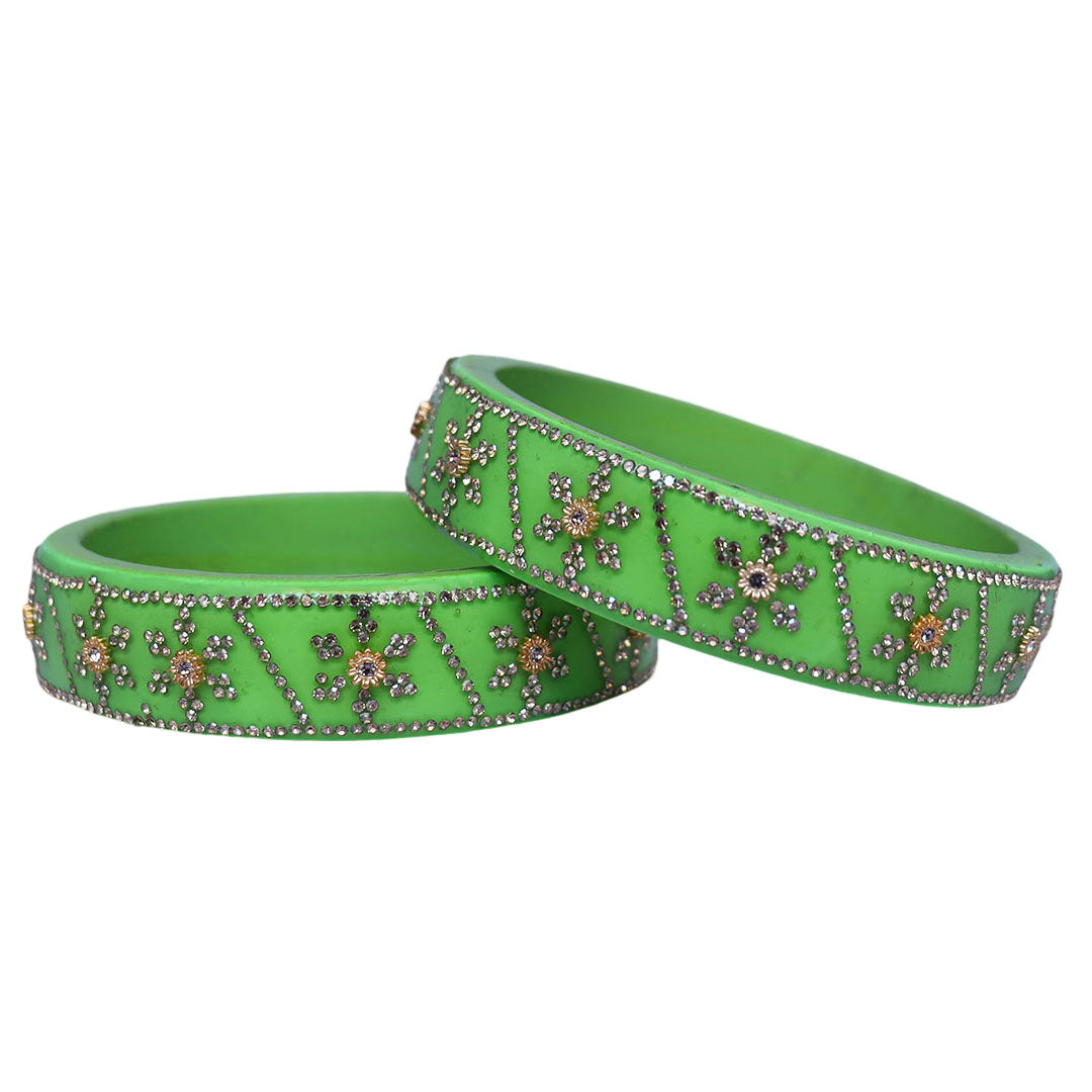 Designer Lac Bangles For Girls in Rhinestones Design