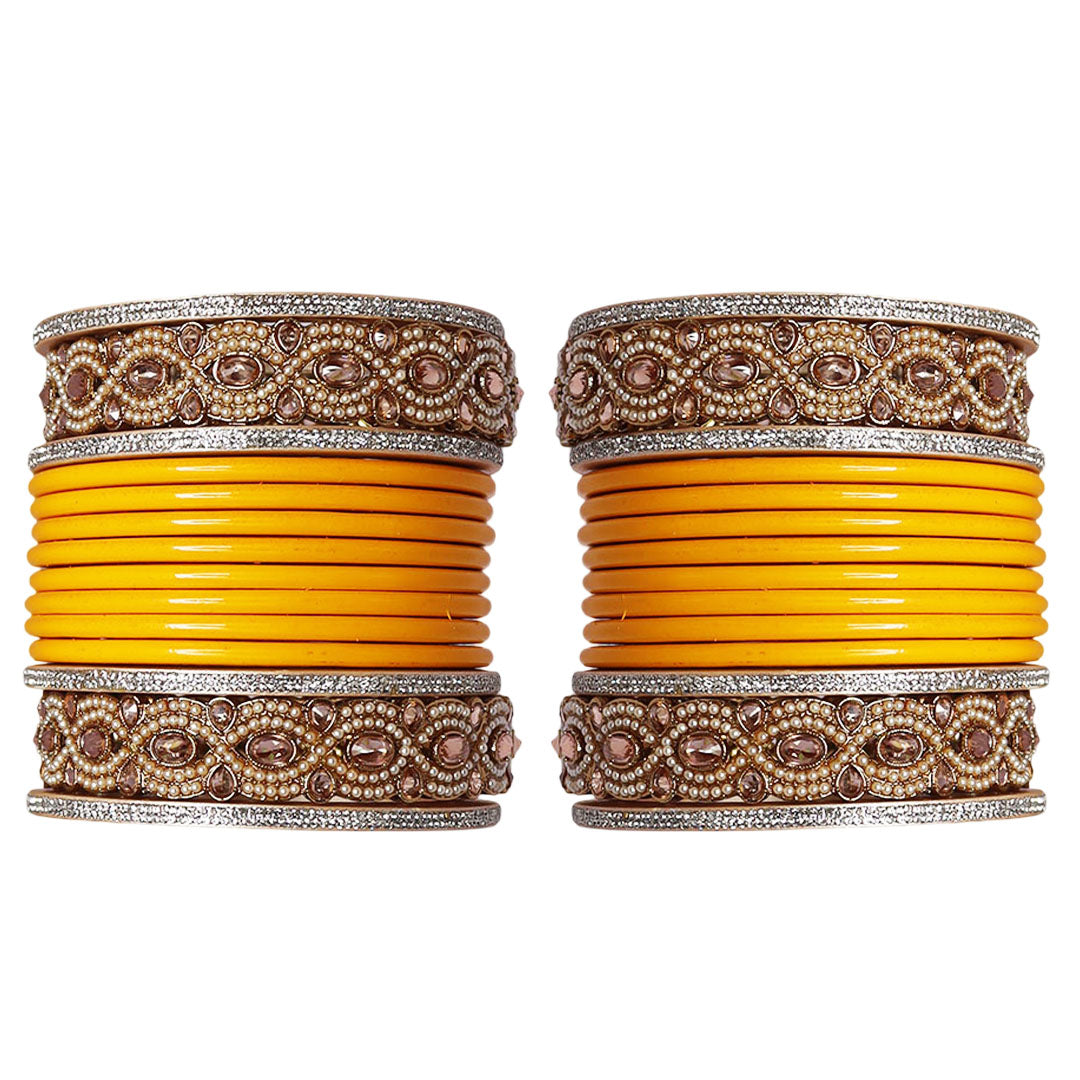Punjabi Style Bridal Chura Set With Latest Kundan-Rhinestones Design