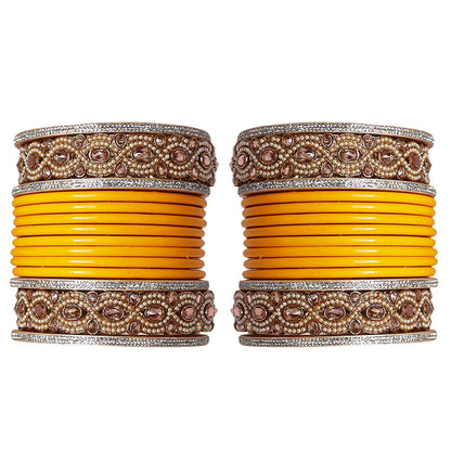 Punjabi Style Bridal Chura Set With Latest Kundan-Rhinestones Design