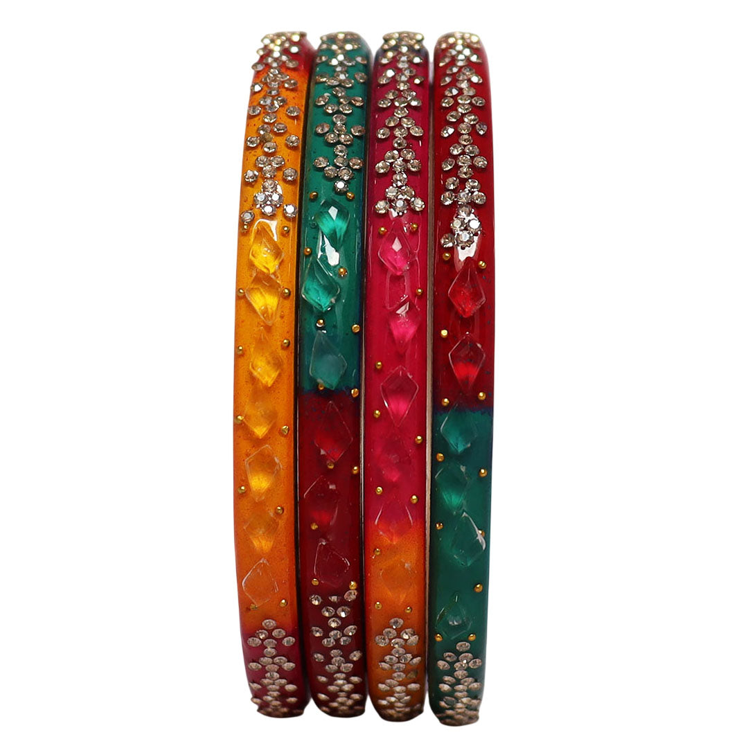 Womens Designer Lac Bangles Set With Latest Rhinestones Design