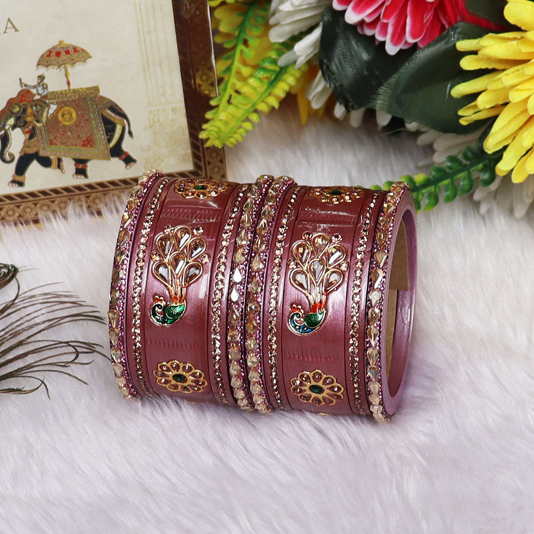 Pure Lac Short Chura Set With Latest Kundan & Peacock Design