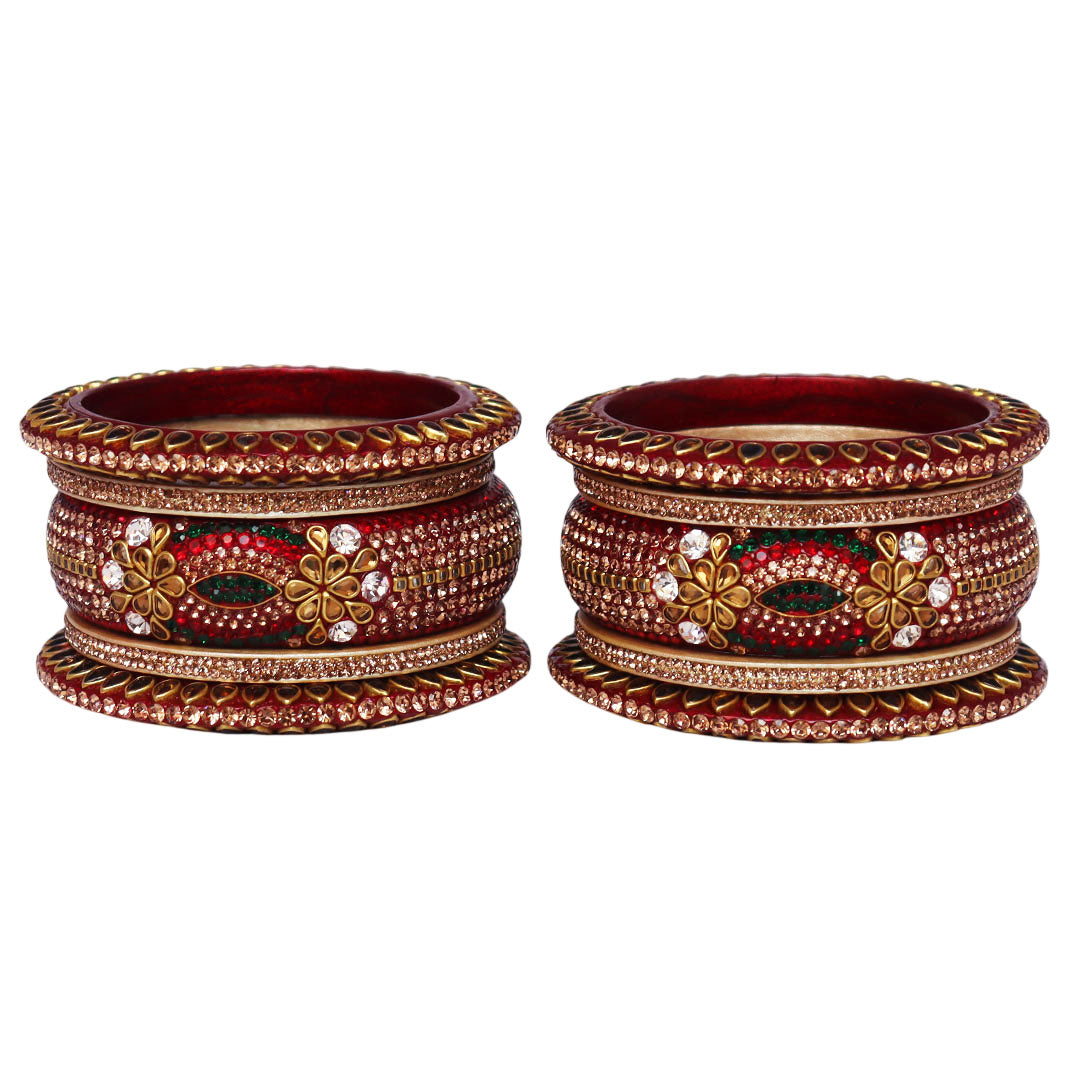 Luxurious Diwali Special Lac Bangles Set in Kundan-Stones Design