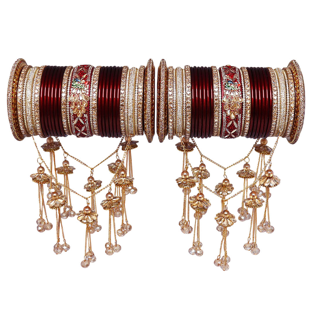 Lac Bridal Bangles Set With Latest Peacock and Jhula Latkan Design