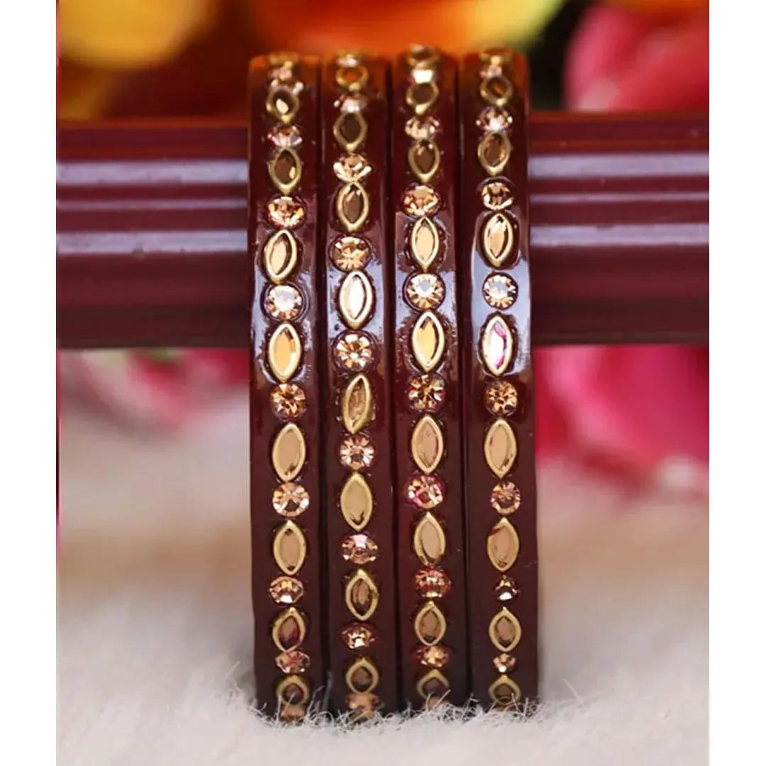 Jaipuri Lac Kada in Beautiful Kundan Design ( Pack of 4) Taj Bridal Store