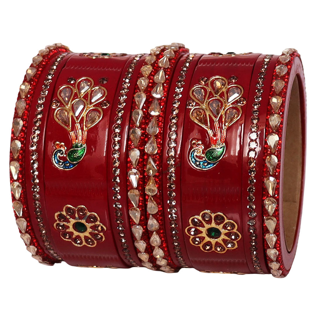 Pure Lac Short Chura Set With Latest Kundan & Peacock Design