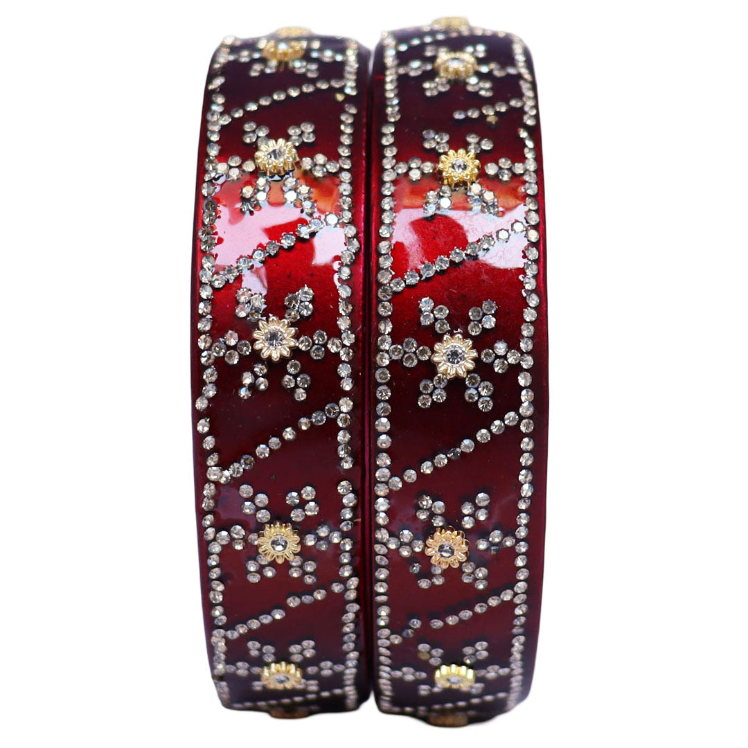 Designer Lac Bangles For Girls in Rhinestones Design