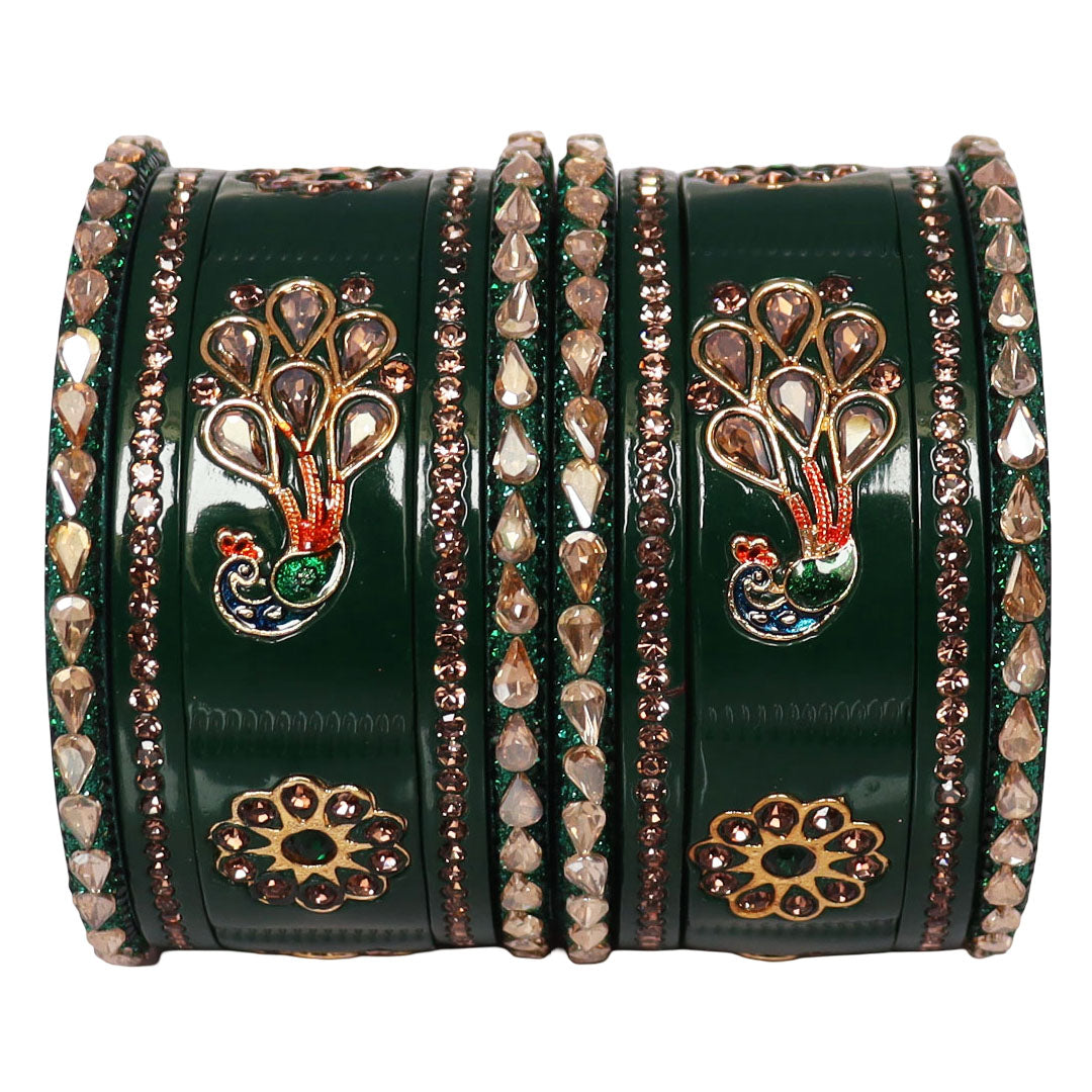 Pure Lac Short Chura Set With Latest Kundan & Peacock Design