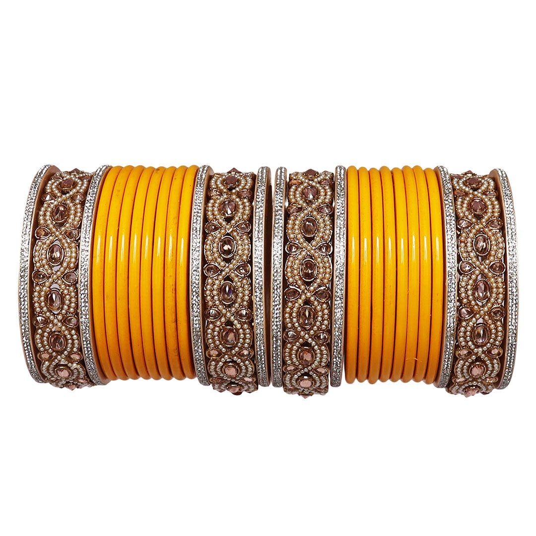 Punjabi Style Bridal Chura Set With Latest Kundan-Rhinestones Design