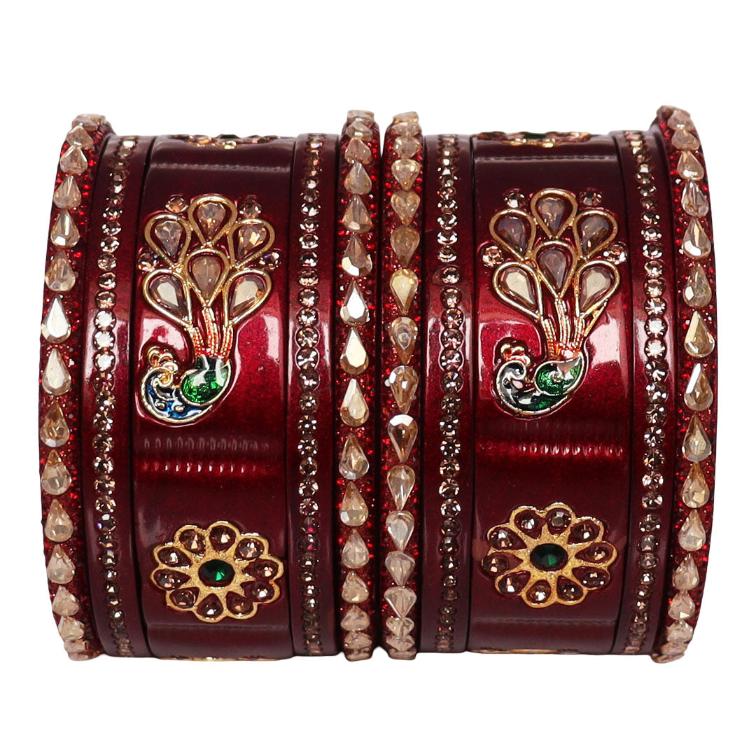 Pure Lac Short Chura Set With Latest Kundan & Peacock Design