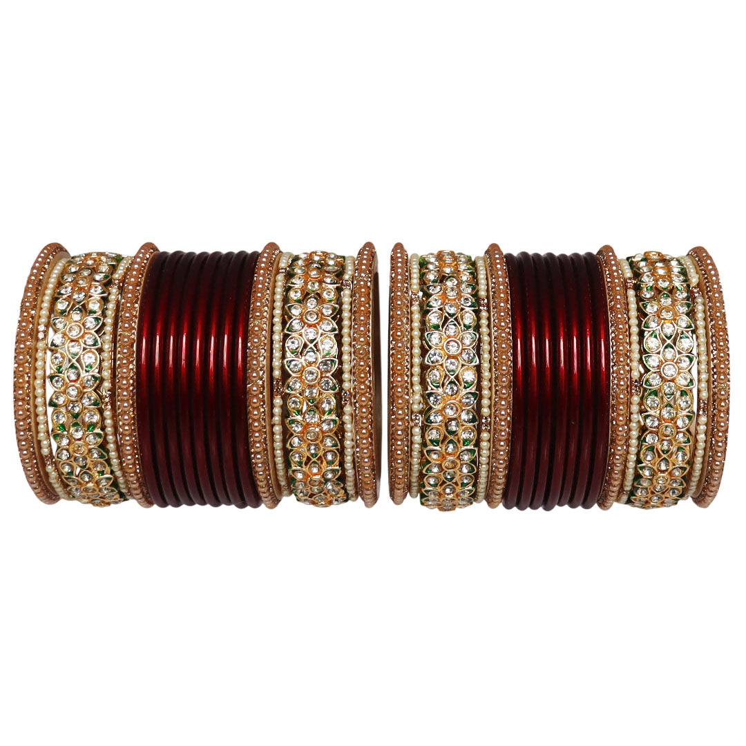 Festive Wear Lac Bangles Set With Latest Stones Flower Design