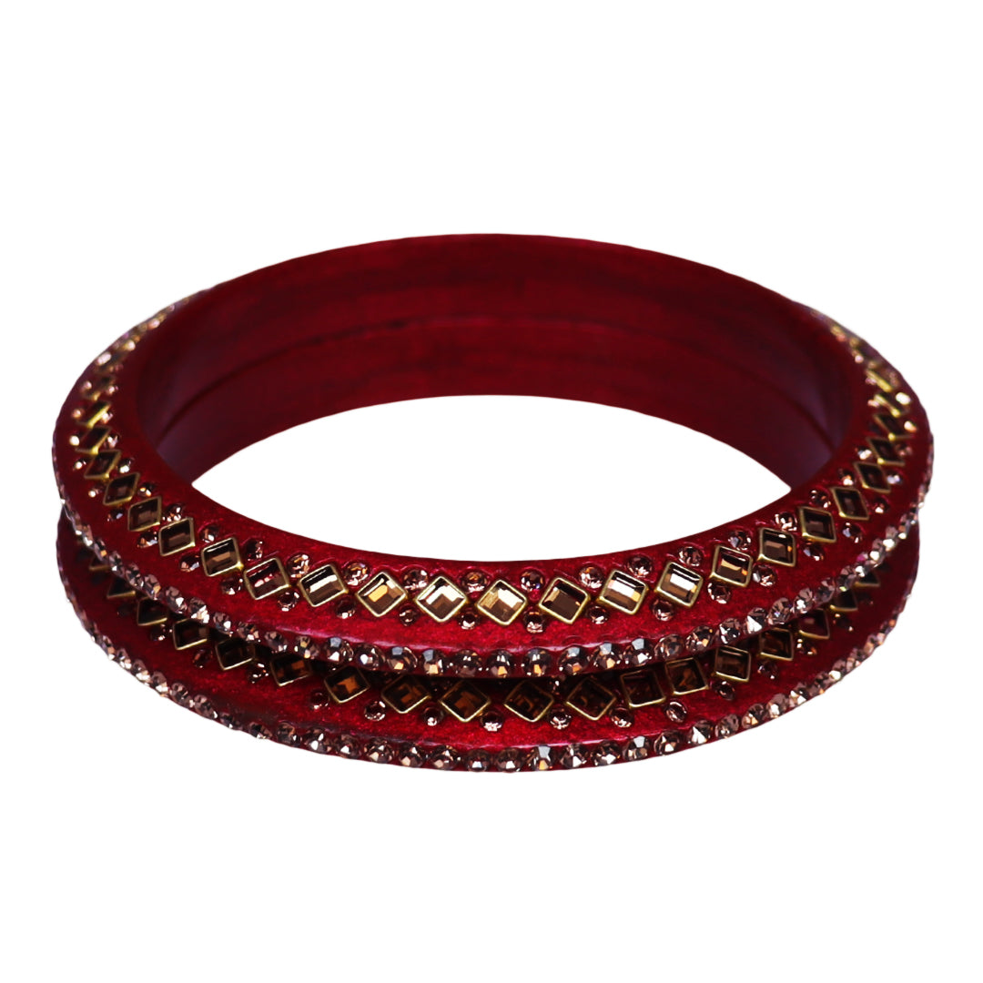 Traditional Kundan Lac Bangadi Bangles (Pack of 2)