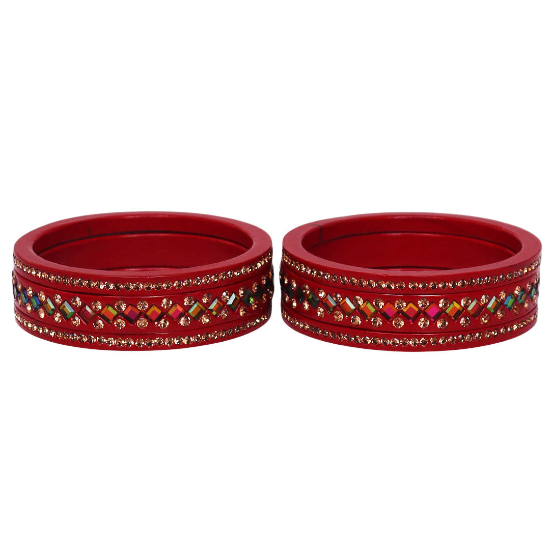 Women's Traditional Lac Bangles Set With Latest Rainbow Kundan Design