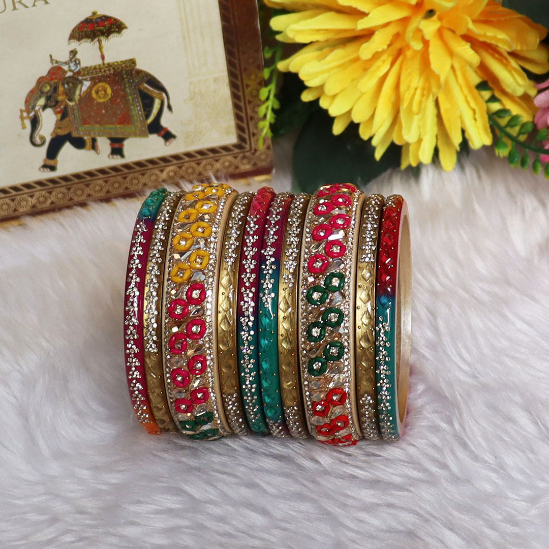 Womens Designer Lac Bangles Set With Latest Kundan Design