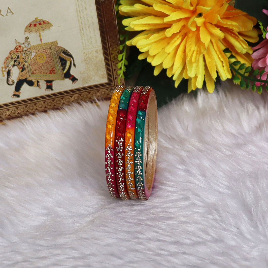 Womens Designer Lac Bangles Set With Latest Rhinestones Design