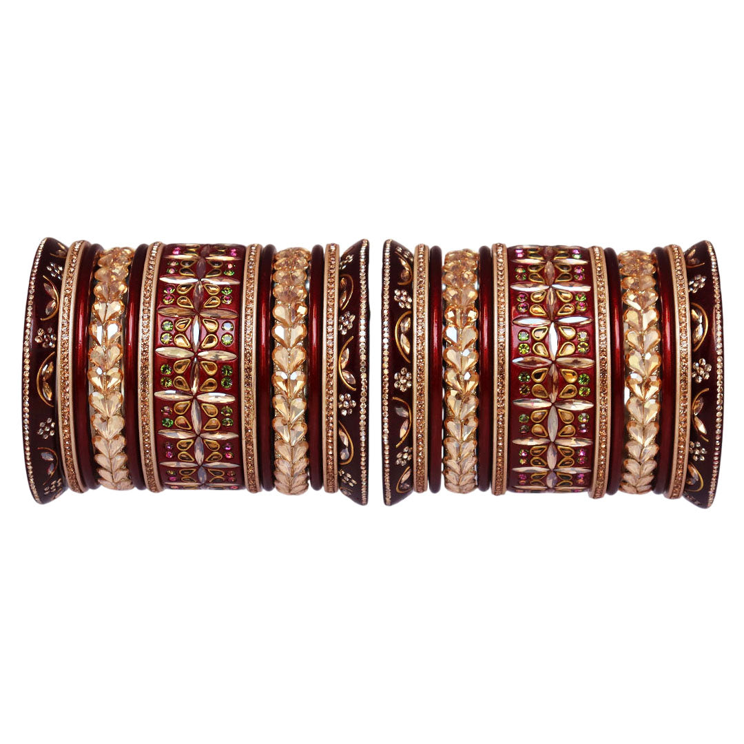 Handmade Rajasthani Lac Bangles for Bride – Kundan Stone Work