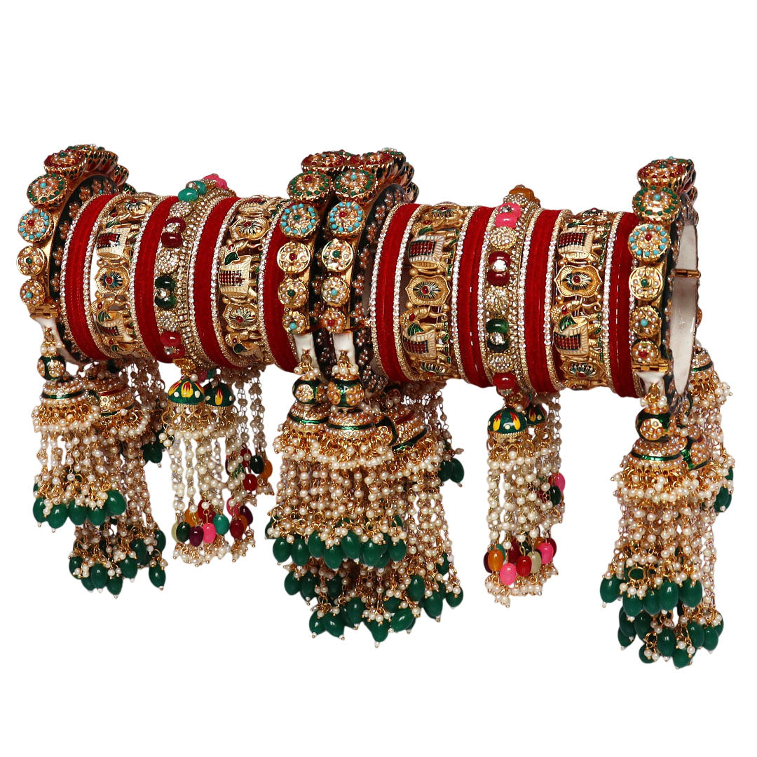 Luxurious Rajwadi Wedding Chura Set With Latest Heavy Hangings