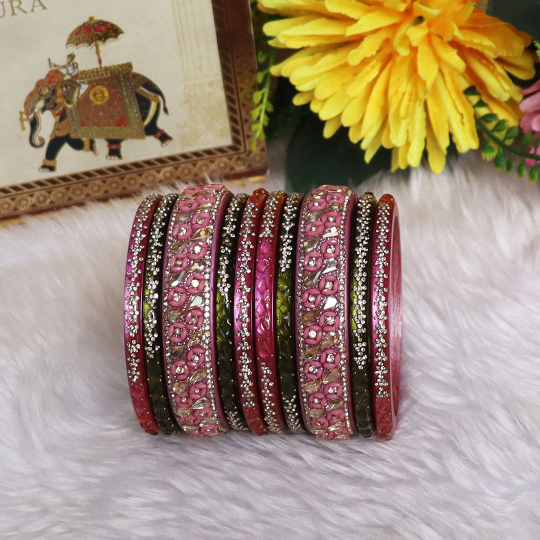 Womens Designer Lac Bangles Set With Latest Kundan Design