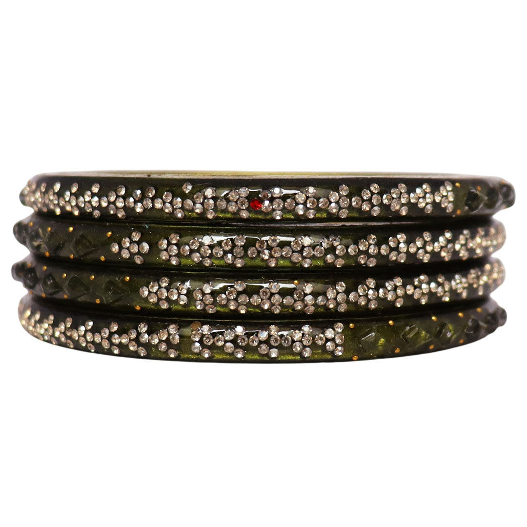Womens Designer Lac Bangles Set With Latest Rhinestones Design