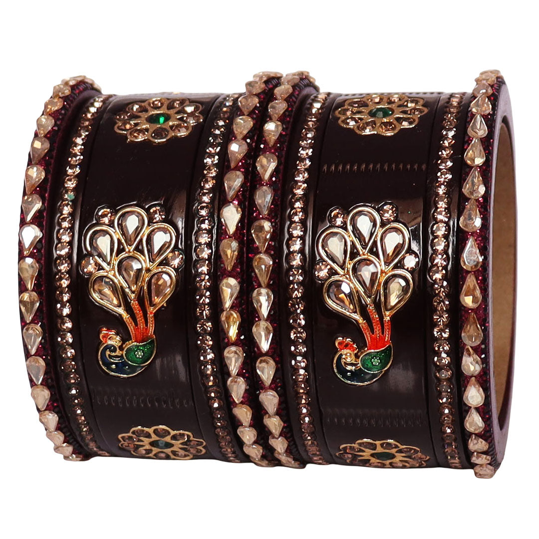 Pure Lac Short Chura Set With Latest Kundan & Peacock Design